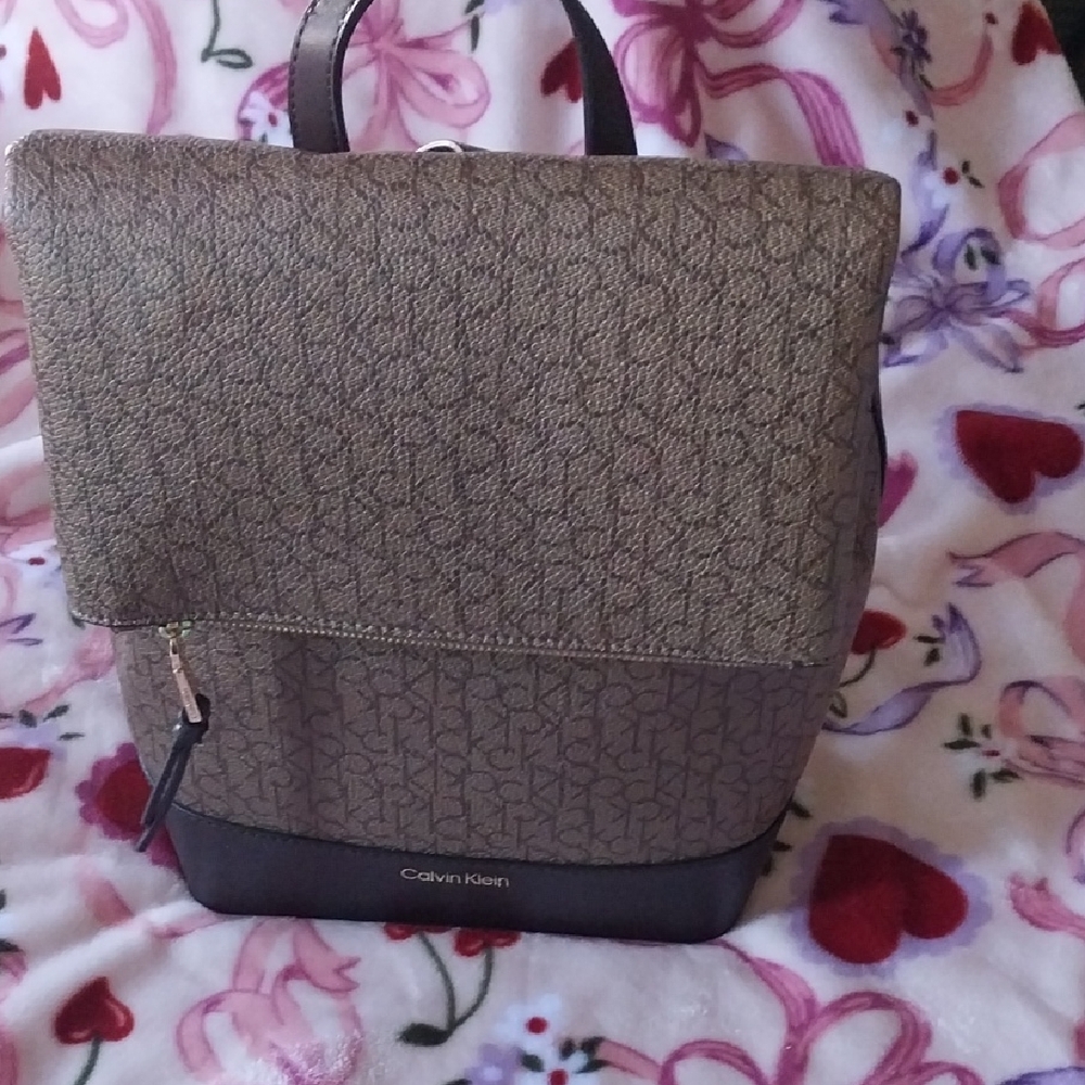 Calvin Klein Textured Tan and Brown Backpack